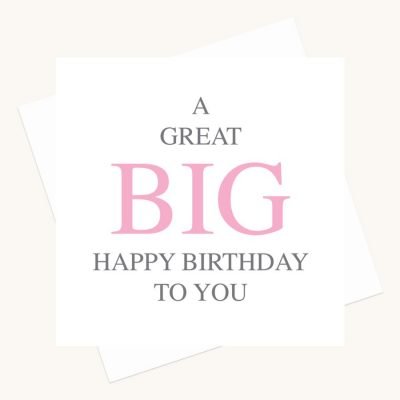 happy birthday greeting card bold lettering pink