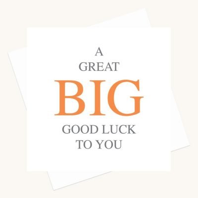 good luck greeting card bold lettering