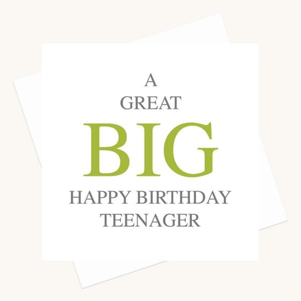 happy birthday teenager greeting card bold lettering