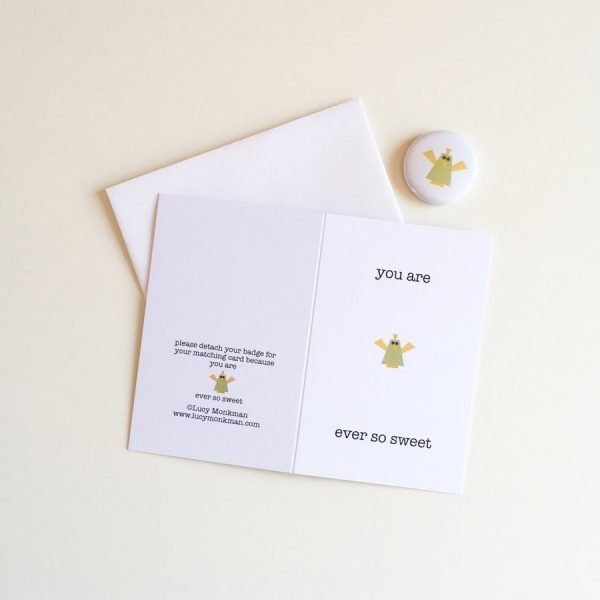friendship mini greeting card with badge bird character