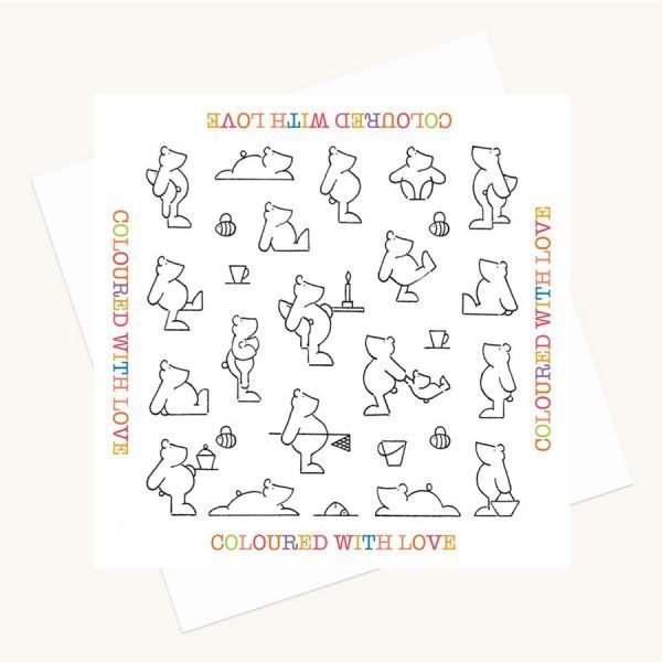 bear illustrations colouring greeting card