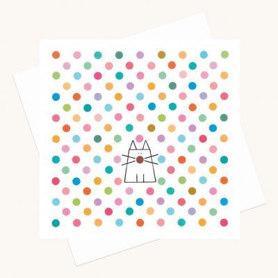 colourful cat and dots greeting card any occasion