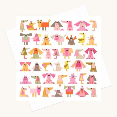fun animal characters greeting card quirky pinks
