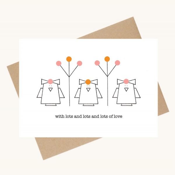 dotty message greeting card lots of love birds and flowers