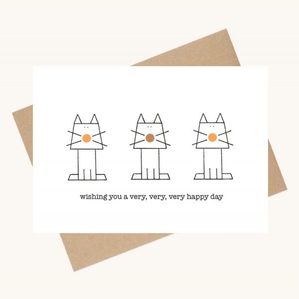 dotty message greeting card cats happy day