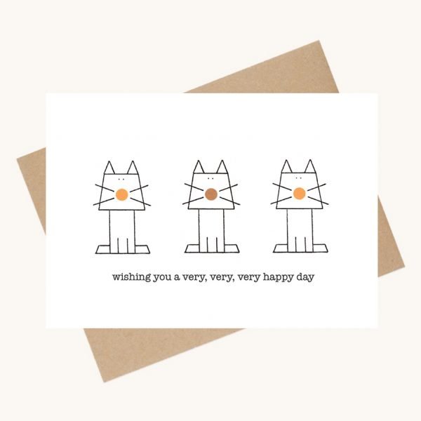 dotty message greeting card cats happy day