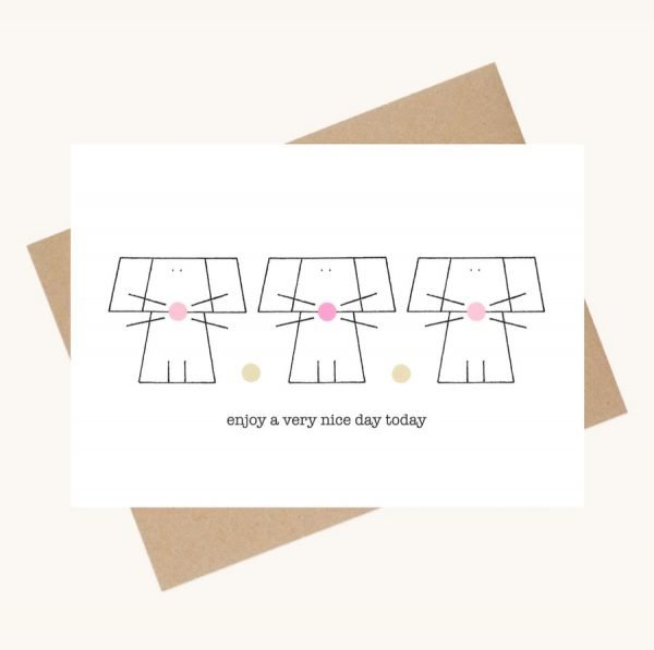 dotty message greeting card mice pink