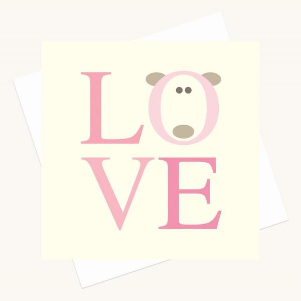 love greeting card bold lettering shades pink