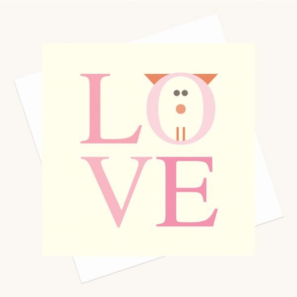 love bold lettering greeting card shades pink cat character